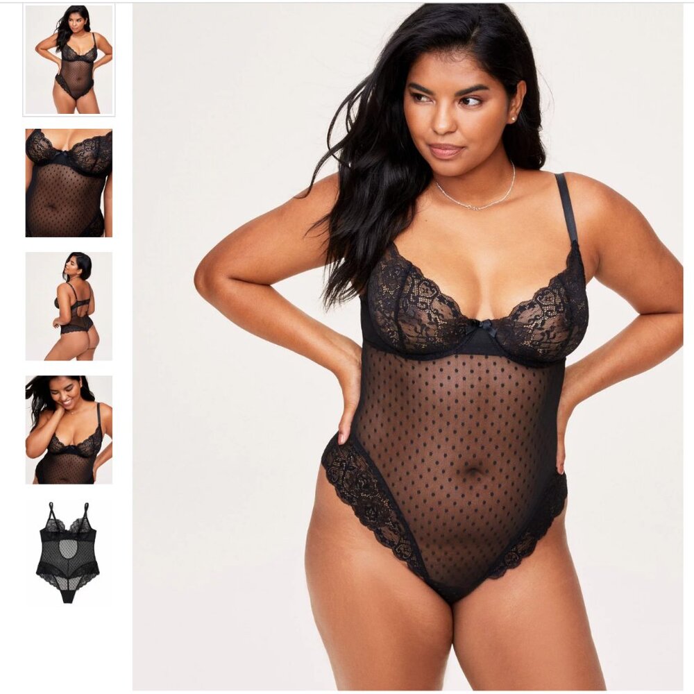 Polka Dot Mesh Thong Bodysuit Nylon Thong Panty